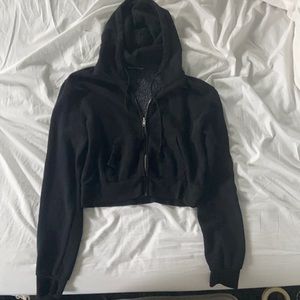 brandy melville crystal hoodie in black